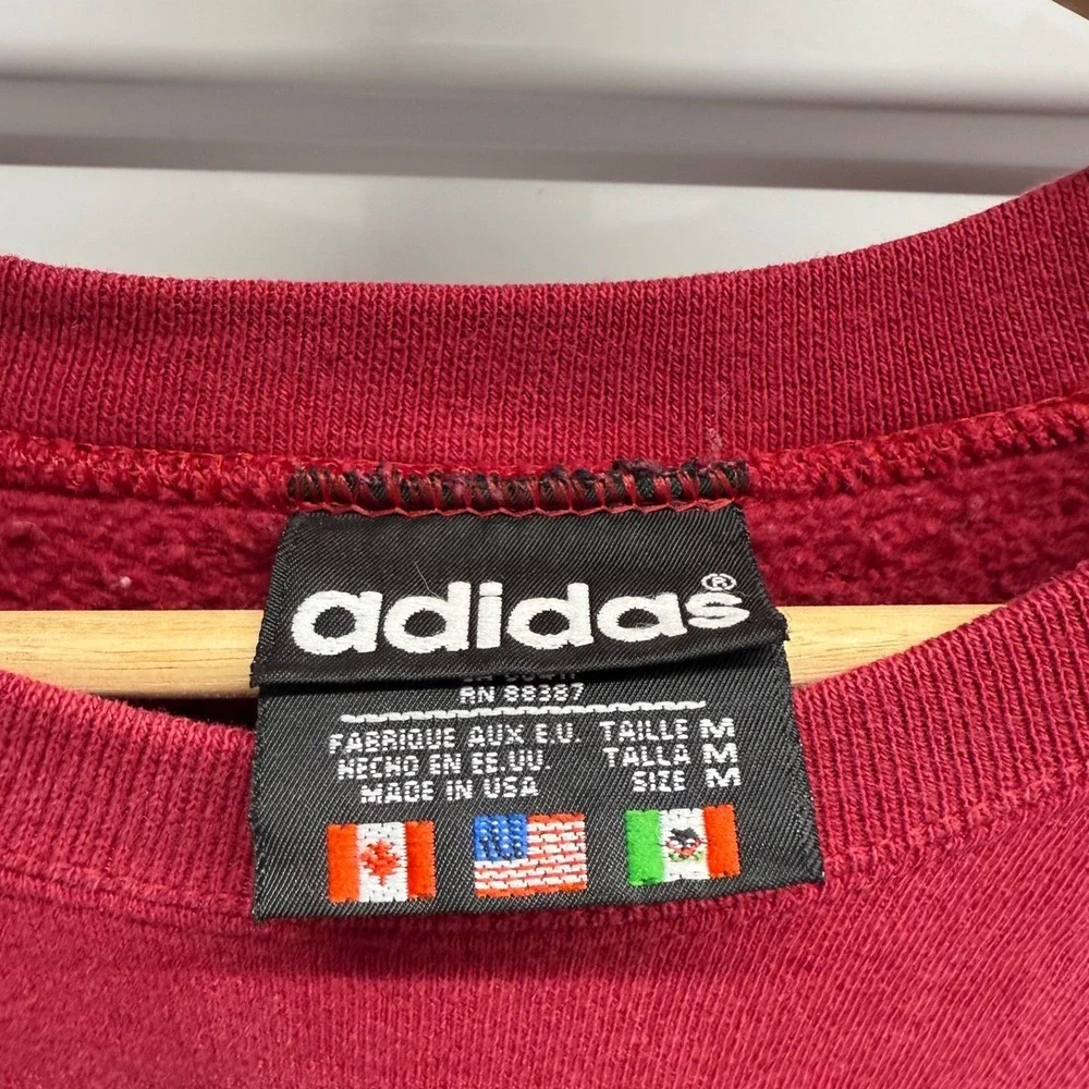 Adidas Originals Trefoil Crewneck Sweatshirt Mens Medium Red Made in USA Vintage
